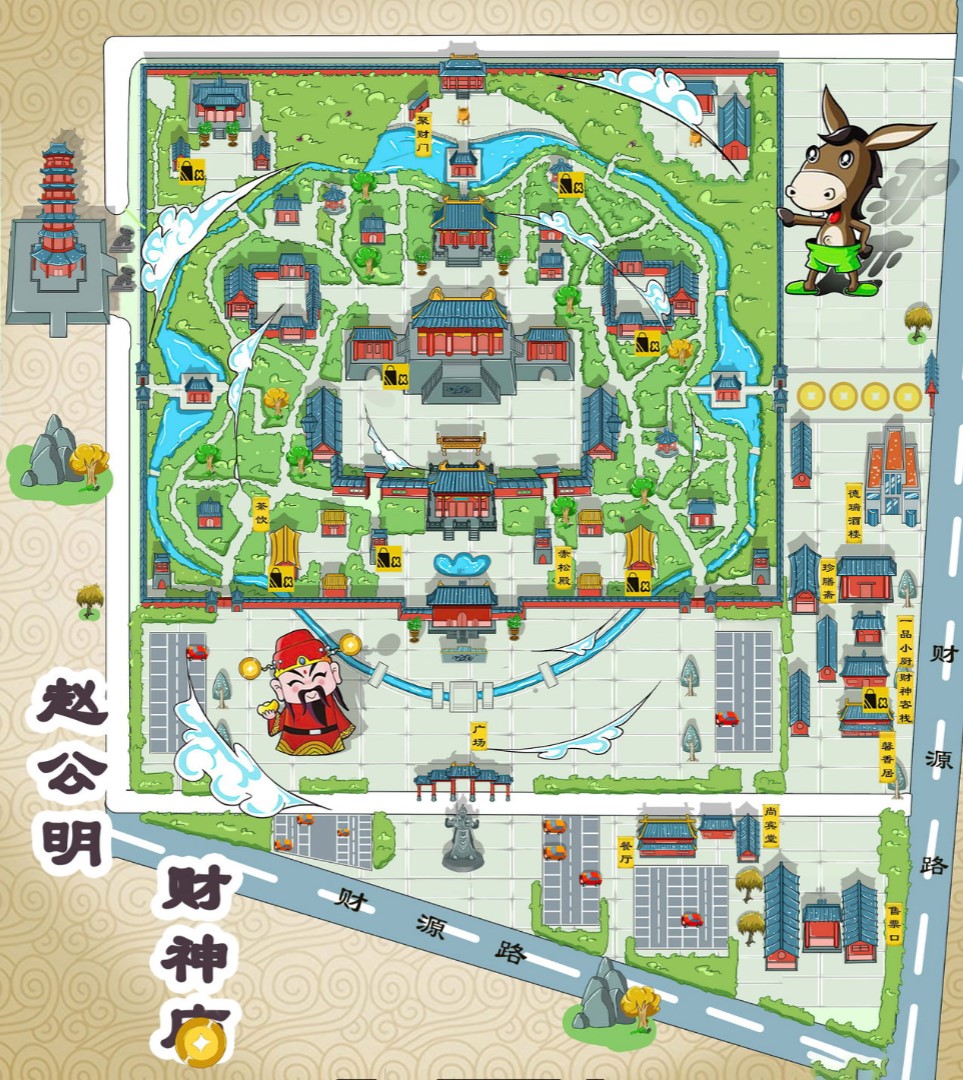 南林乡寺庙类手绘地图